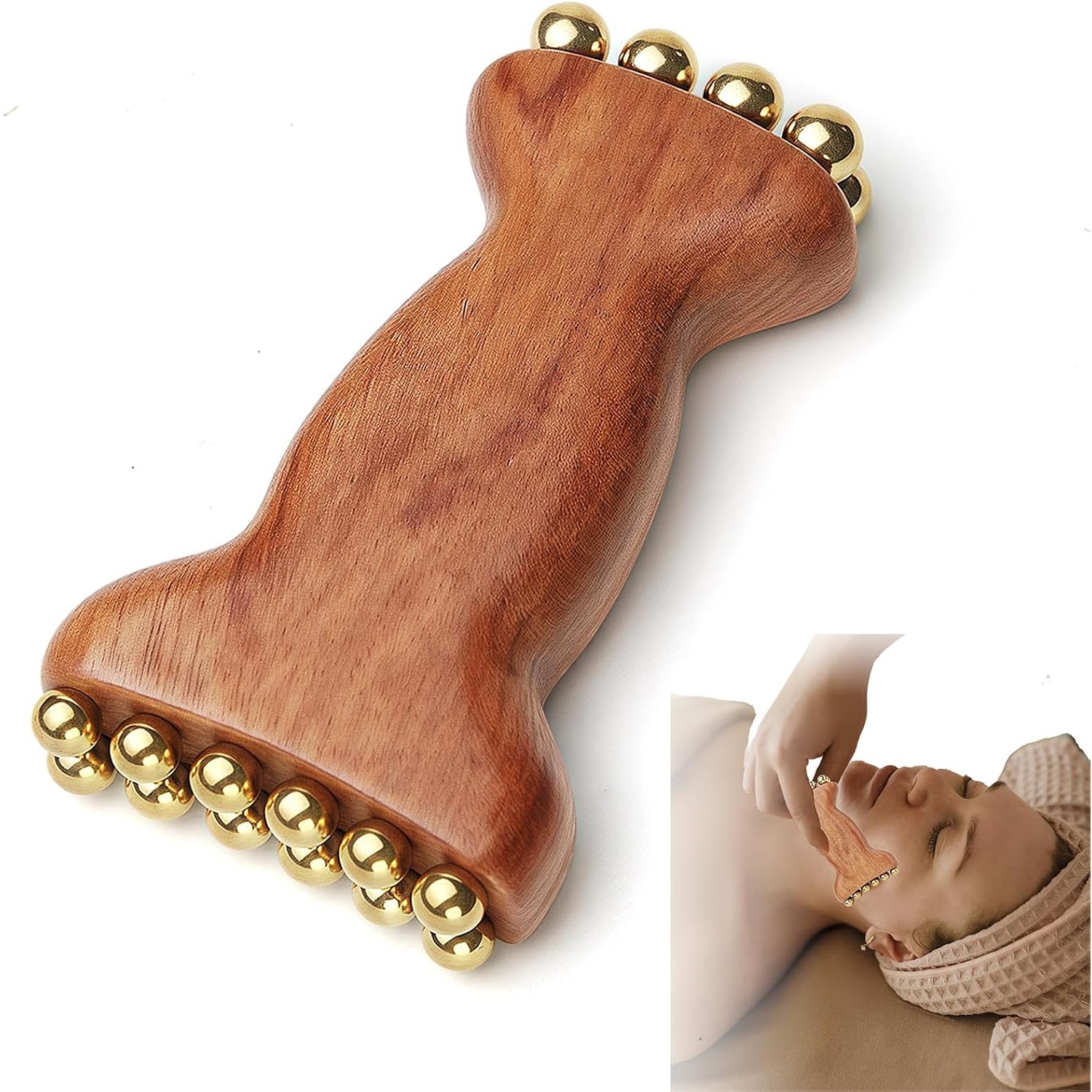 Skincare Glow - Brass Facial Contour Roller Solid Metal