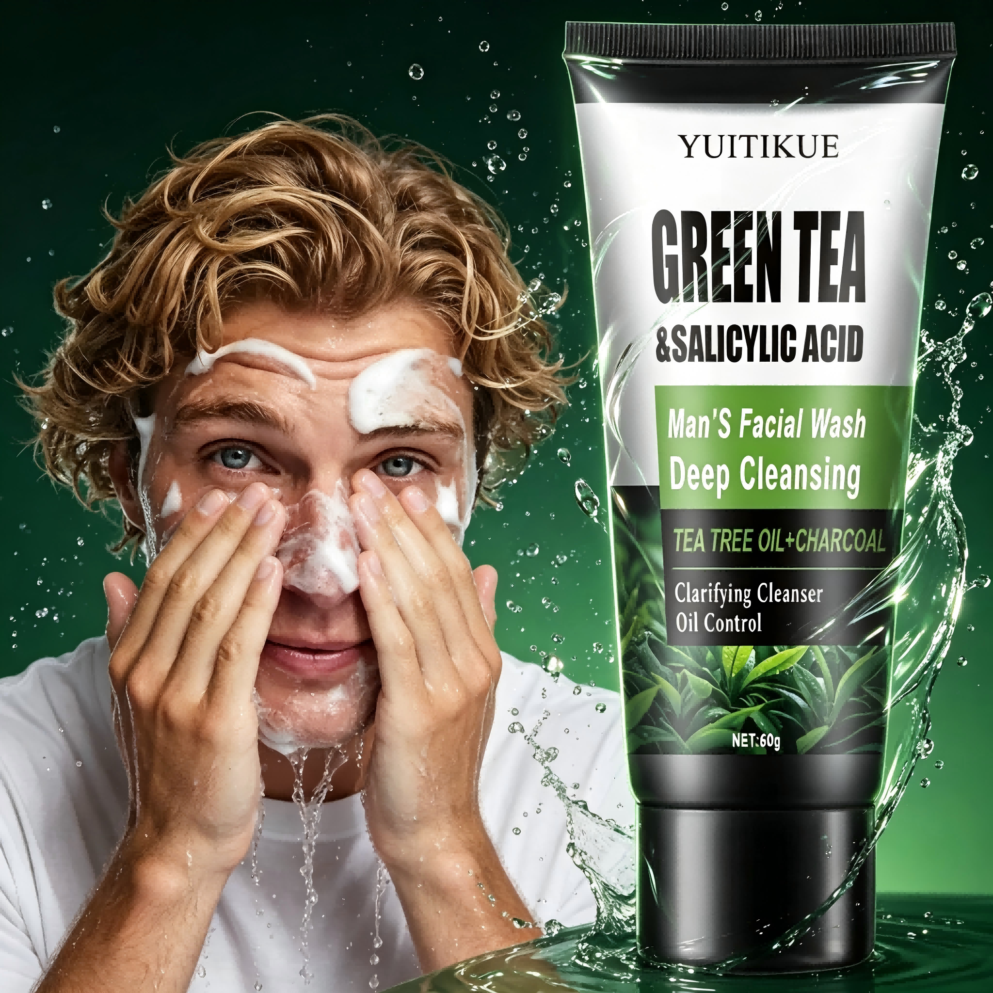 Salicylic Acid Cleanser - YUITIKUE Men's Facial Wash 60g -
