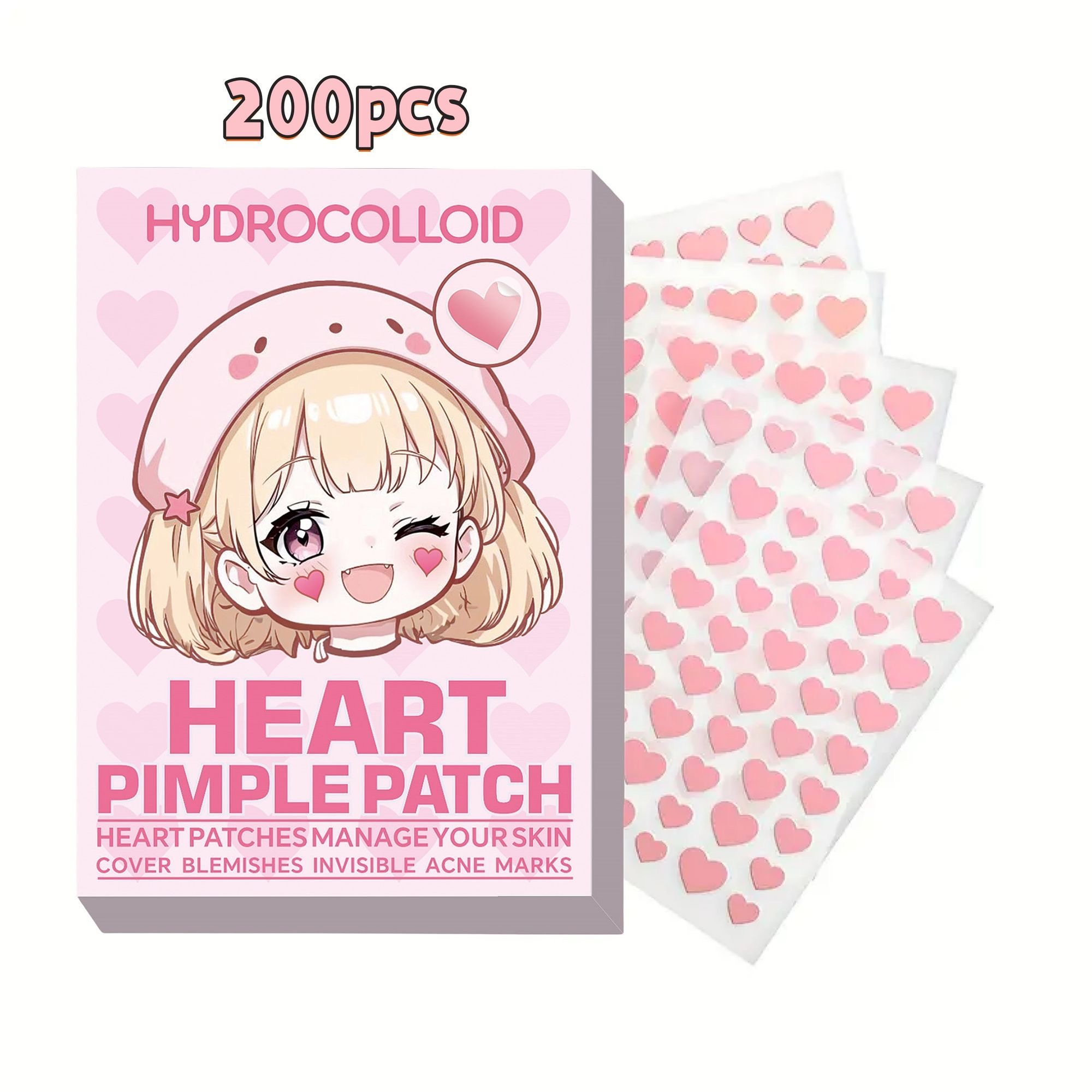 200Pcs Cute Pink Heart Pimple  - مراجعة Skincare Pink وسعره