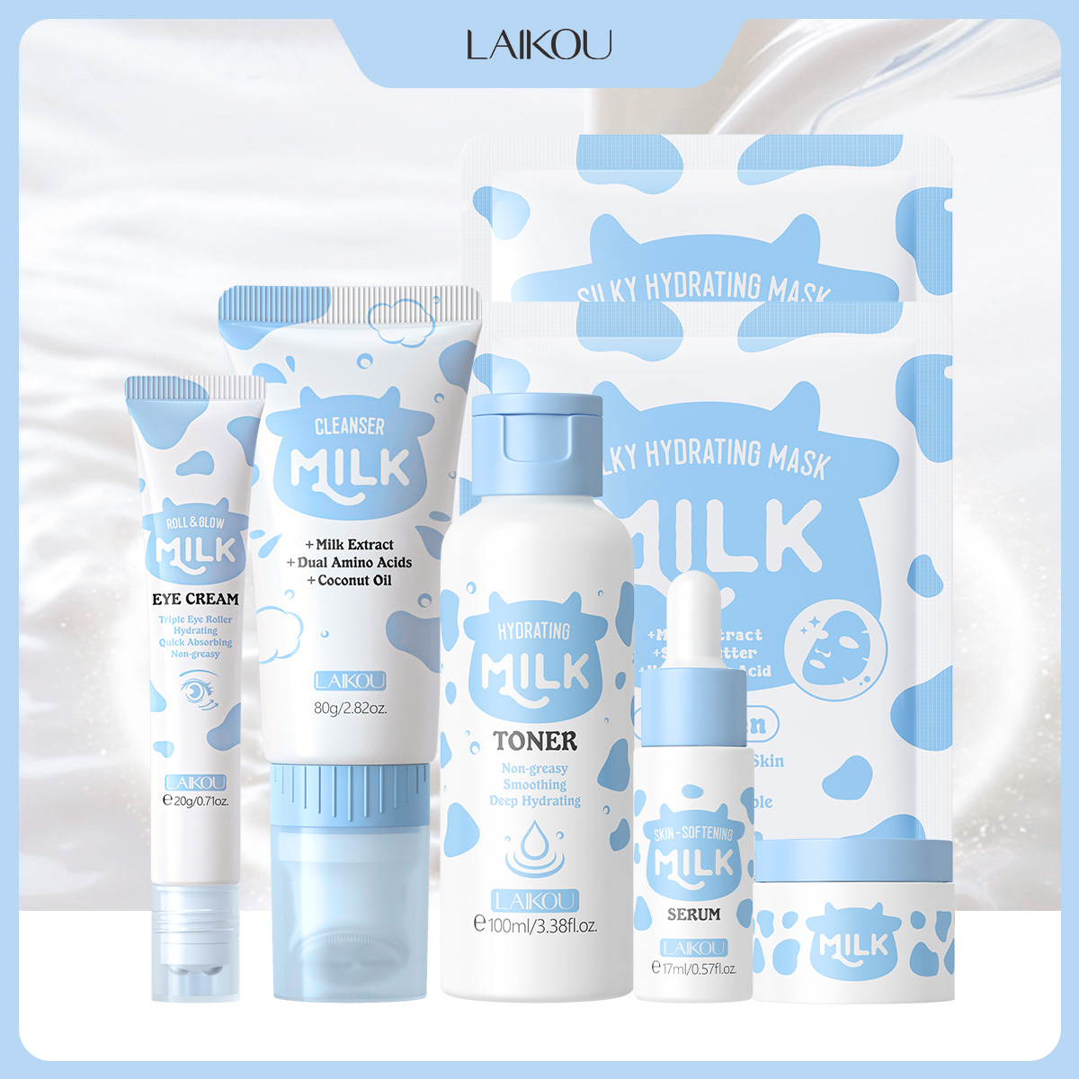 LAIKOU 6Pcs Milk Hydrating Ski - مراجعة Skincare Glow وسعره